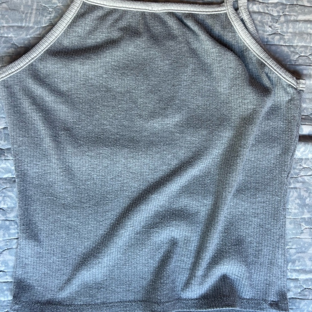 Gray Ribbed Tank Top